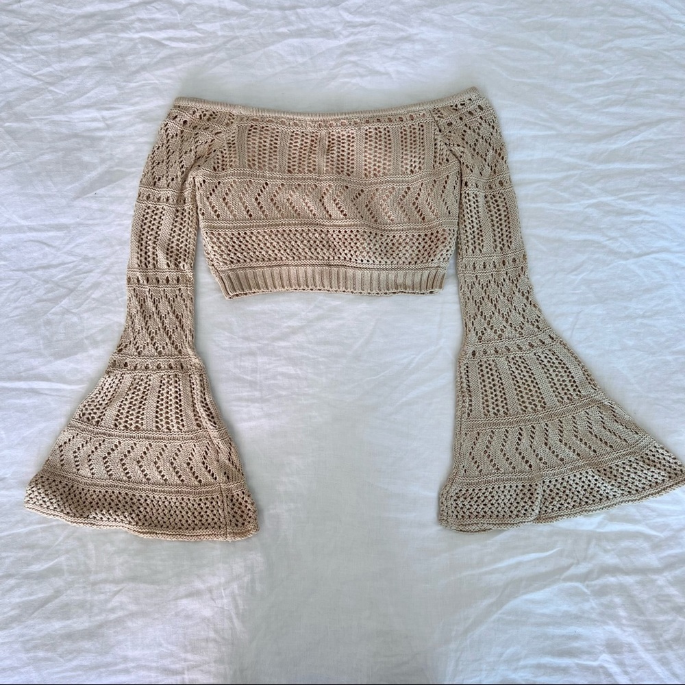 HOUSE OF HARLOW X REVOLVE Jan Crochet Off The shoulder Bell Sleeve Top & Skirt - Picture 4 of 10